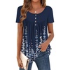image:imageZeagoo Women Tunic Tops Dressy Casual Summer Short Sleeve Shirts Floral Loose Fit Pleated Boho Top SXXLSf119 Navy Blue Flowers