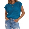 image:imageZeagoo Womens Spring Summer Crochet Tops Cap Sleeve Sweater Vest Hollow Out Pullover Shirts Beach Vacation ClothesLake Blue