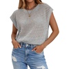 image:imageZeagoo Womens Spring Summer Crochet Tops Cap Sleeve Sweater Vest Hollow Out Pullover Shirts Beach Vacation ClothesLight Grey