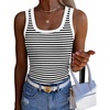 image:imageZeagoo Womens Square Neck Ribbed Tank Tops 2026 Summer Casual Slim Fit Basic Sleeveless Shirts Cute Going Out TopA  Stripe Black White