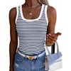image:imageZeagoo Womens Square Neck Ribbed Tank Tops 2026 Summer Casual Slim Fit Basic Sleeveless Shirts Cute Going Out TopA  Stripe Navy White