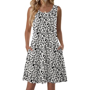 image:imageZeagoo Summer Dresses for Women 2026 Sleeveless Casual Floral Tshirt Sundress with Pockets Loose Tank Beach DressAn19