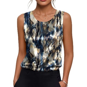 image:imageZeagoo Womens Satin Tank Top Pleated Shoulder Sleeveless Blouse Round Neck Dressy Business Casual Work Office Summer TopZr220