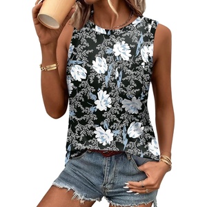 image:imageZeagoo Womens Tank Tops 2026 Loose Fit High Neck Summer Top Dressy Casual Sleeveless Shirts with Pocket1floral Black