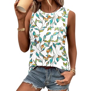 image:imageZeagoo Womens Tank Tops 2026 Loose Fit High Neck Summer Top Dressy Casual Sleeveless Shirts with Pocket1leaf White