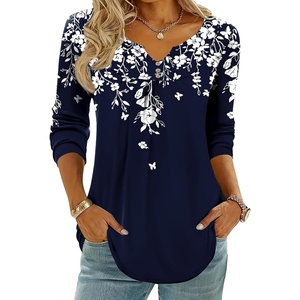 image:imageZeagoo Womens Tops Long Sleeve Shirts Boho Tops for Women 2026 Fall Blouses Ladies Sweatshirts Spring Fashion ClothingBlack Flower