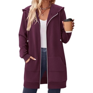 image:imageZeagoo Womens Zip Up Hoodies Long Tunic Sweatshirts Oversized Fleece Casual Long Sleeve 2026 Fall Hoodie Jacket Coat01 Wine Red