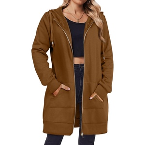 image:imageZeagoo Womens Zip Up Hoodies Long Tunic Sweatshirts Oversized Fleece Casual Long Sleeve 2026 Fall Hoodie Jacket CoatBrown