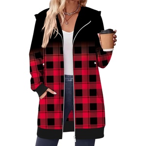 image:imageZeagoo Womens Zip Up Hoodies Long Tunic Sweatshirts Oversized Fleece Casual Long Sleeve 2026 Fall Hoodie Jacket CoatPlaidprint
