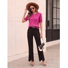 image:imageZeagoo Cable Short Sleeve Sweaters for Women Summer Spring Cute Tops 2026 Trendy Business Causal Outfits Work Blouses ClothesRose Red