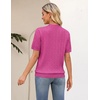 image:imageZeagoo Cable Short Sleeve Sweaters for Women Summer Spring Cute Tops 2026 Trendy Business Causal Outfits Work Blouses ClothesRose Red