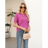 image:imageZeagoo Cable Short Sleeve Sweaters for Women Summer Spring Cute Tops 2026 Trendy Business Causal Outfits Work Blouses ClothesRose Red