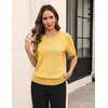 image:imageZeagoo Cable Short Sleeve Sweaters for Women Summer Spring Cute Tops 2026 Trendy Business Causal Outfits Work Blouses ClothesYellow