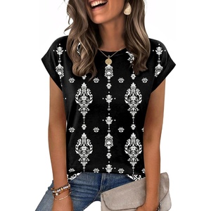 image:imageZeagoo Womens Tops Summer Casual Cap Sleeve Tshirts Shirts Business Dressy Spring Fashion Outfits Trendy ClothesBlack Vintage