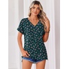 image:imageZeagoo Womens Summer Tops Rolled Short Sleeve V Neck Shirts Casual Dressy Business Work Blouses OutfitsGreen Flowersxh522