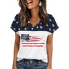 image:imageZeagoo Womens Summer Tops Rolled Short Sleeve V Neck Shirts Casual Dressy Business Work Blouses OutfitsFlaggq39
