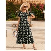 image:imageZeagoo Summer Dresses for Women 2026 Maxi Bohemian Floral Short Sleeve Long Dress Casual Flowy Tired Beach SundressBf392