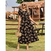 image:imageZeagoo Summer Dresses for Women 2026 Maxi Bohemian Floral Short Sleeve Long Dress Casual Flowy Tired Beach SundressBf393