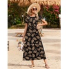 image:imageZeagoo Summer Dresses for Women 2026 Maxi Bohemian Floral Short Sleeve Long Dress Casual Flowy Tired Beach SundressBf393