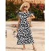 image:imageZeagoo Summer Dresses for Women 2026 Maxi Bohemian Floral Short Sleeve Long Dress Casual Flowy Tired Beach SundressBlackWhite