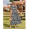 image:imageZeagoo Summer Dresses for Women 2026 Maxi Bohemian Floral Short Sleeve Long Dress Casual Flowy Tired Beach SundressBlackWhite