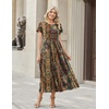 image:imageZeagoo Summer Dresses for Women 2026 Maxi Bohemian Floral Short Sleeve Long Dress Casual Flowy Tired Beach SundressMz721