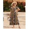 image:imageZeagoo Summer Dresses for Women 2026 Maxi Bohemian Floral Short Sleeve Long Dress Casual Flowy Tired Beach SundressMz721