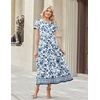 image:imageZeagoo Summer Dresses for Women 2026 Maxi Bohemian Floral Short Sleeve Long Dress Casual Flowy Tired Beach SundressMz950