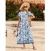 image:imageZeagoo Summer Dresses for Women 2026 Maxi Bohemian Floral Short Sleeve Long Dress Casual Flowy Tired Beach SundressMz950