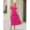 image:imageZeagoo Summer Dresses for Women 2026 Maxi Bohemian Floral Short Sleeve Long Dress Casual Flowy Tired Beach SundressRose Red Floral