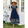 image:imageZeagoo Summer Dresses for Women 2026 Maxi Bohemian Floral Short Sleeve Long Dress Casual Flowy Tired Beach SundressSp121