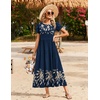 image:imageZeagoo Summer Dresses for Women 2026 Maxi Bohemian Floral Short Sleeve Long Dress Casual Flowy Tired Beach SundressSp121