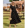 image:imageZeagoo Summer Dresses for Women 2026 Maxi Bohemian Floral Short Sleeve Long Dress Casual Flowy Tired Beach SundressWf100