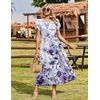 image:imageZeagoo Summer Dresses for Women 2026 Maxi Bohemian Floral Short Sleeve Long Dress Casual Flowy Tired Beach SundressWf119
