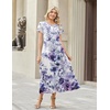 image:imageZeagoo Summer Dresses for Women 2026 Maxi Bohemian Floral Short Sleeve Long Dress Casual Flowy Tired Beach SundressWf119