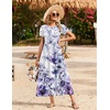 image:imageZeagoo Summer Dresses for Women 2026 Maxi Bohemian Floral Short Sleeve Long Dress Casual Flowy Tired Beach SundressWf119