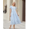 image:imageZeagoo Summer Dresses for Women 2026 Maxi Bohemian Floral Short Sleeve Long Dress Casual Flowy Tired Beach SundressWf140