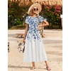 image:imageZeagoo Summer Dresses for Women 2026 Maxi Bohemian Floral Short Sleeve Long Dress Casual Flowy Tired Beach SundressWf41