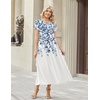 image:imageZeagoo Summer Dresses for Women 2026 Maxi Bohemian Floral Short Sleeve Long Dress Casual Flowy Tired Beach SundressWf41