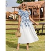 image:imageZeagoo Summer Dresses for Women 2026 Maxi Bohemian Floral Short Sleeve Long Dress Casual Flowy Tired Beach SundressWf41