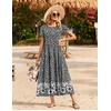 image:imageZeagoo Summer Dresses for Women 2026 Maxi Bohemian Floral Short Sleeve Long Dress Casual Flowy Tired Beach SundressXh523