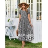 image:imageZeagoo Summer Dresses for Women 2026 Maxi Bohemian Floral Short Sleeve Long Dress Casual Flowy Tired Beach SundressXh523