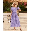 image:imageZeagoo Summer Dresses for Women 2026 Maxi Bohemian Floral Short Sleeve Long Dress Casual Flowy Tired Beach SundressXh588