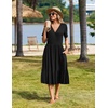 image:imageZeagoo Womens Summer Casual Dresses Short Sleeve Midi Warp VNeck Floral Dress with Pockets Tiered Flowy A Line SundressBlack