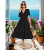 image:imageZeagoo Womens Summer Casual Dresses Short Sleeve Midi Warp VNeck Floral Dress with Pockets Tiered Flowy A Line SundressBlack
