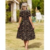 image:imageZeagoo Womens Summer Casual Dresses Short Sleeve Midi Warp VNeck Floral Dress with Pockets Tiered Flowy A Line SundressBlack Orange Floral