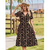 image:imageZeagoo Womens Summer Casual Dresses Short Sleeve Midi Warp VNeck Floral Dress with Pockets Tiered Flowy A Line SundressBlack Orange Floral