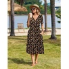 image:imageZeagoo Womens Summer Casual Dresses Short Sleeve Midi Warp VNeck Floral Dress with Pockets Tiered Flowy A Line SundressBlack Orange Floral