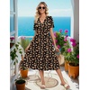 image:imageZeagoo Womens Summer Casual Dresses Short Sleeve Midi Warp VNeck Floral Dress with Pockets Tiered Flowy A Line SundressBlack Orange Floral
