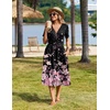 image:imageZeagoo Womens Summer Casual Dresses Short Sleeve Midi Warp VNeck Floral Dress with Pockets Tiered Flowy A Line SundressBlack Pink Floral